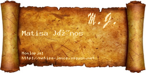 Matisa János névjegykártya