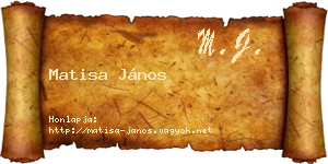Matisa János névjegykártya